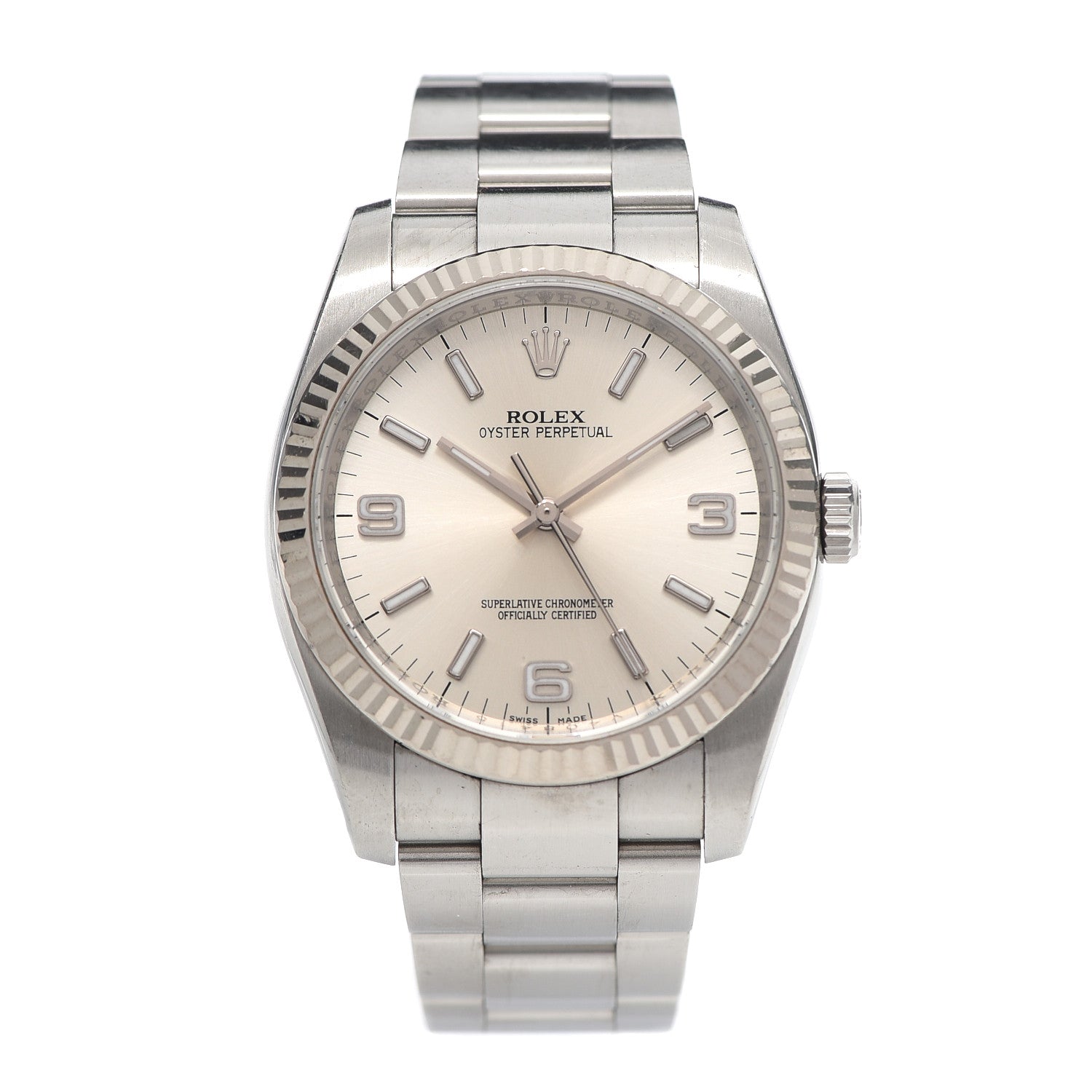 Rolex Stainless Steel 18K White Gold 36mm Oyster Perpetual Watch Silver 116034 1 of 6