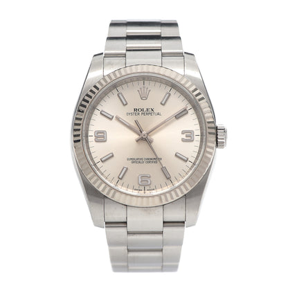 Rolex Stainless Steel 18K White Gold 36mm Oyster Perpetual Watch Silver 116034 1 of 6