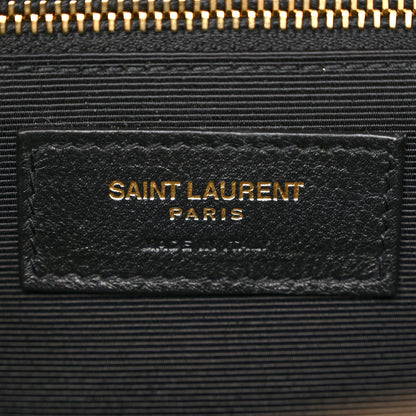 Saint Laurent Grain De Poudre Mixed Matelasse Large Triquilt Monogram Satchel Dark Beige 6 of 11