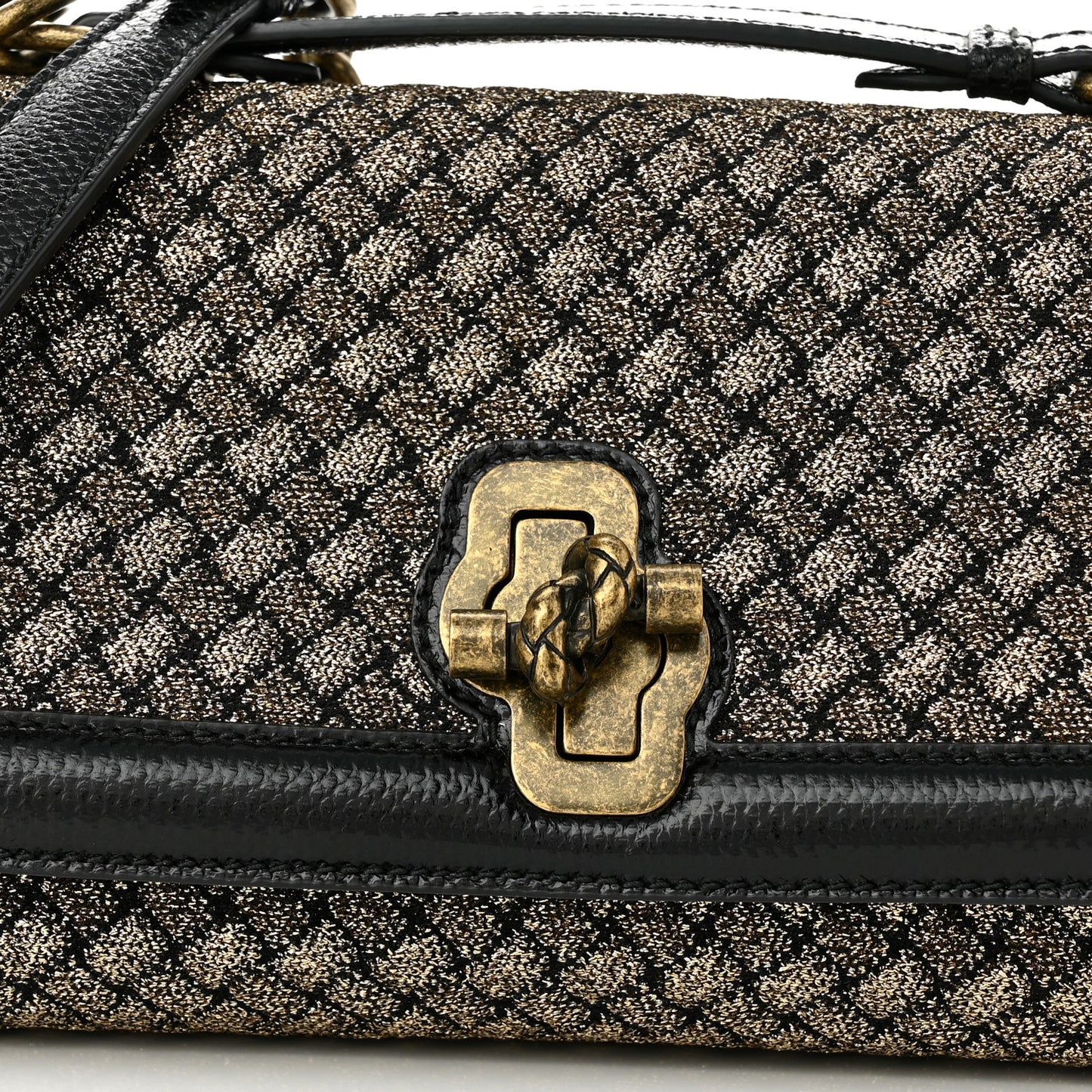 Metallic Wool Woven Patent Ayers Olimpia Knot Gold Black