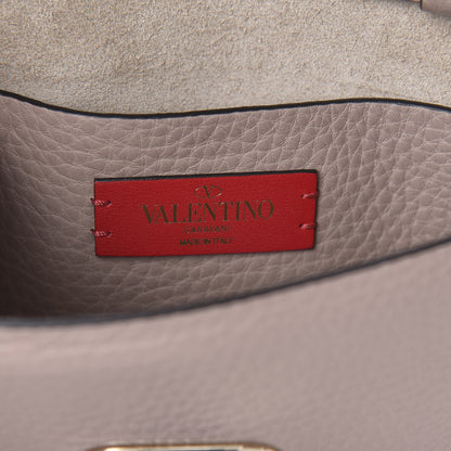 Valentino Garavani Pebbled Calfskin Small Rockstud Overlay Flap Shoulder Bag Poudre 6 of 9