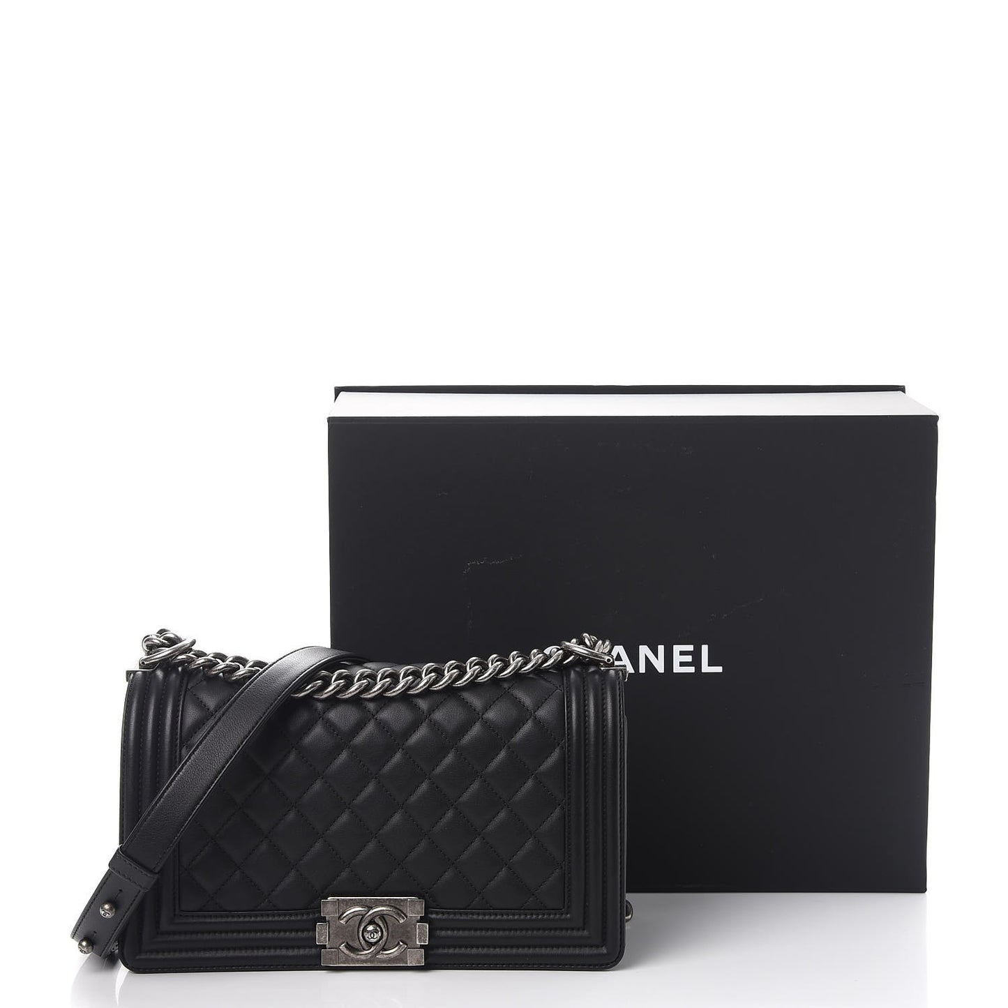 Calfskin Quilted Medium Boy Flap Black