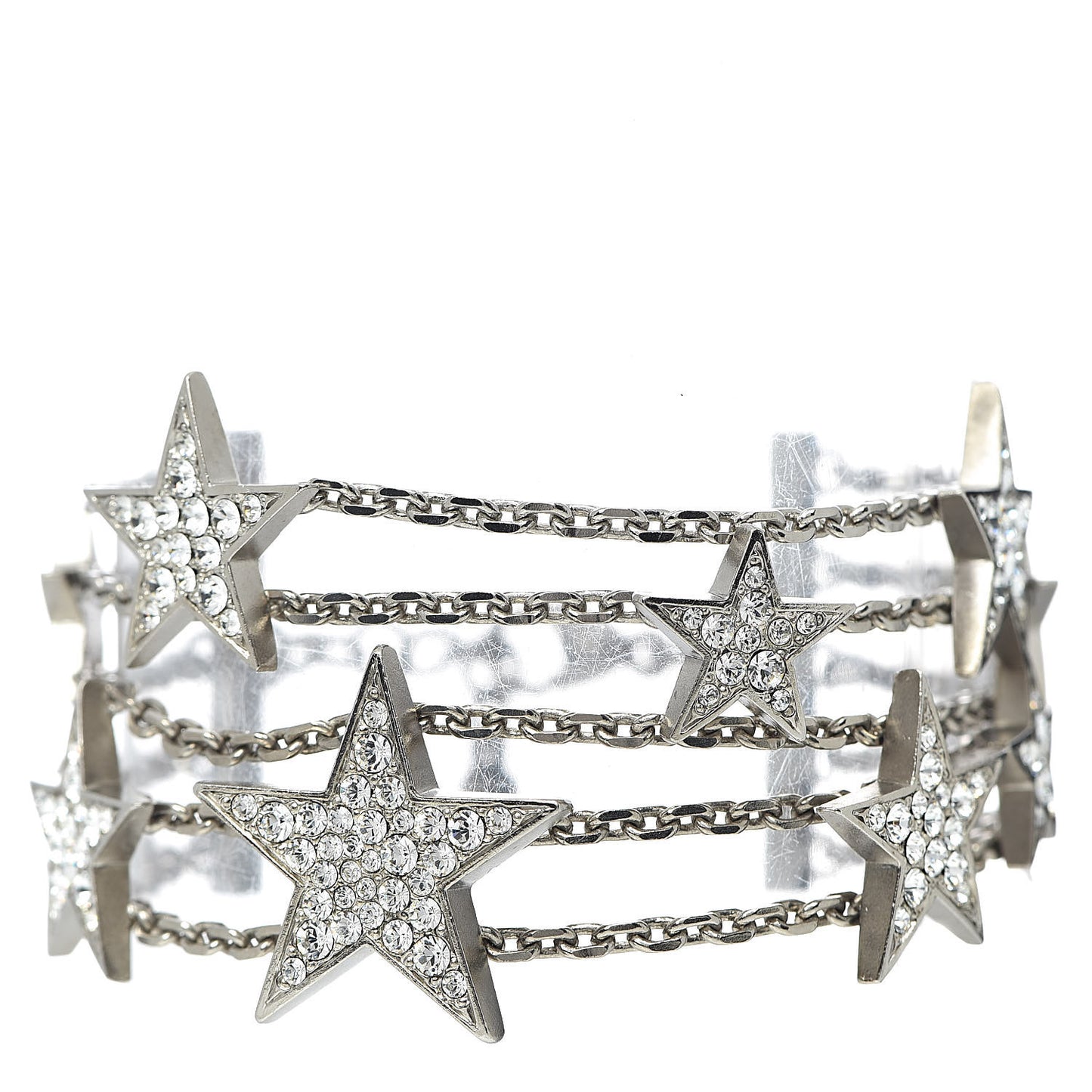 Crystal Star CC Multi Strand Bracelet Silver