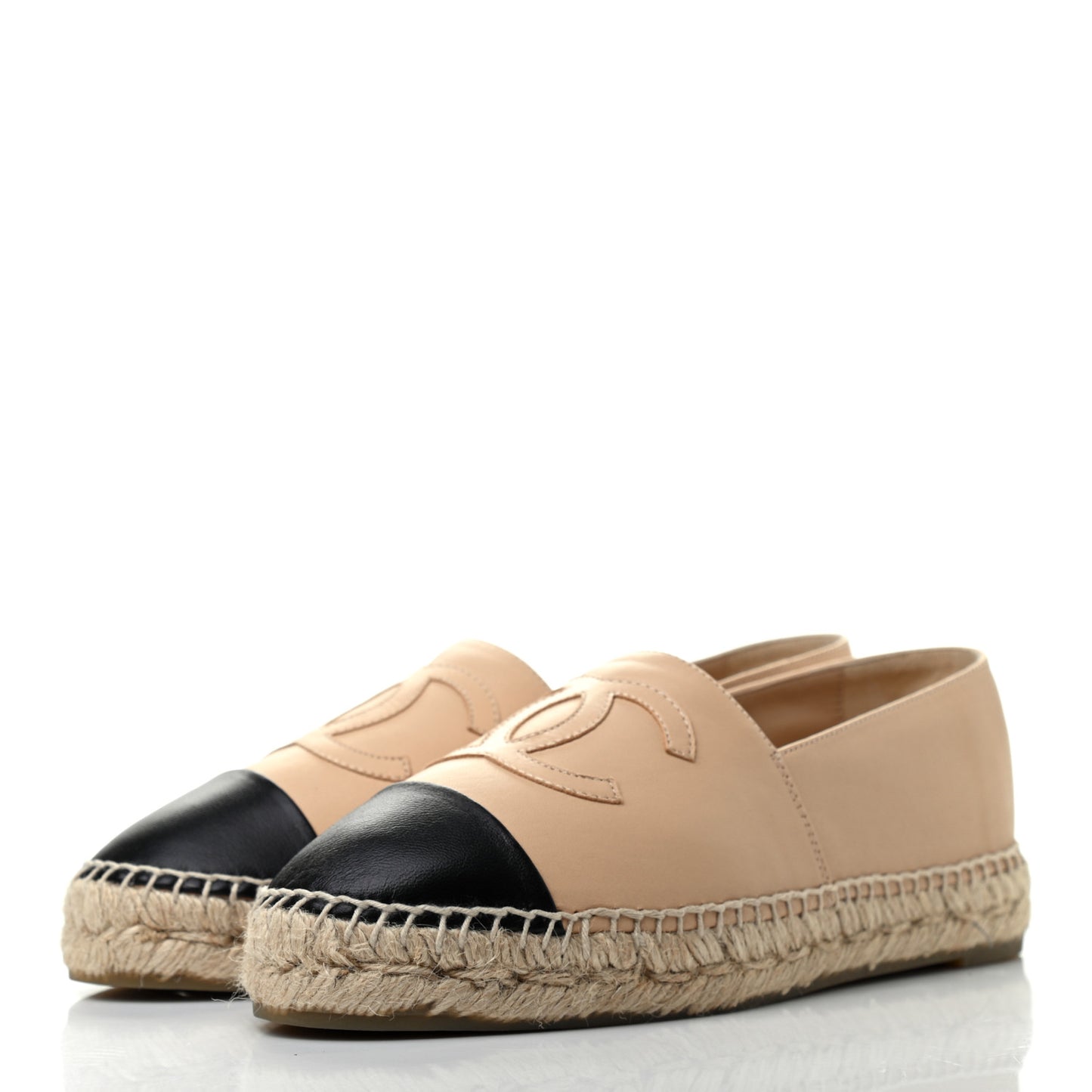 Lambskin CC Espadrilles 38 Beige Black