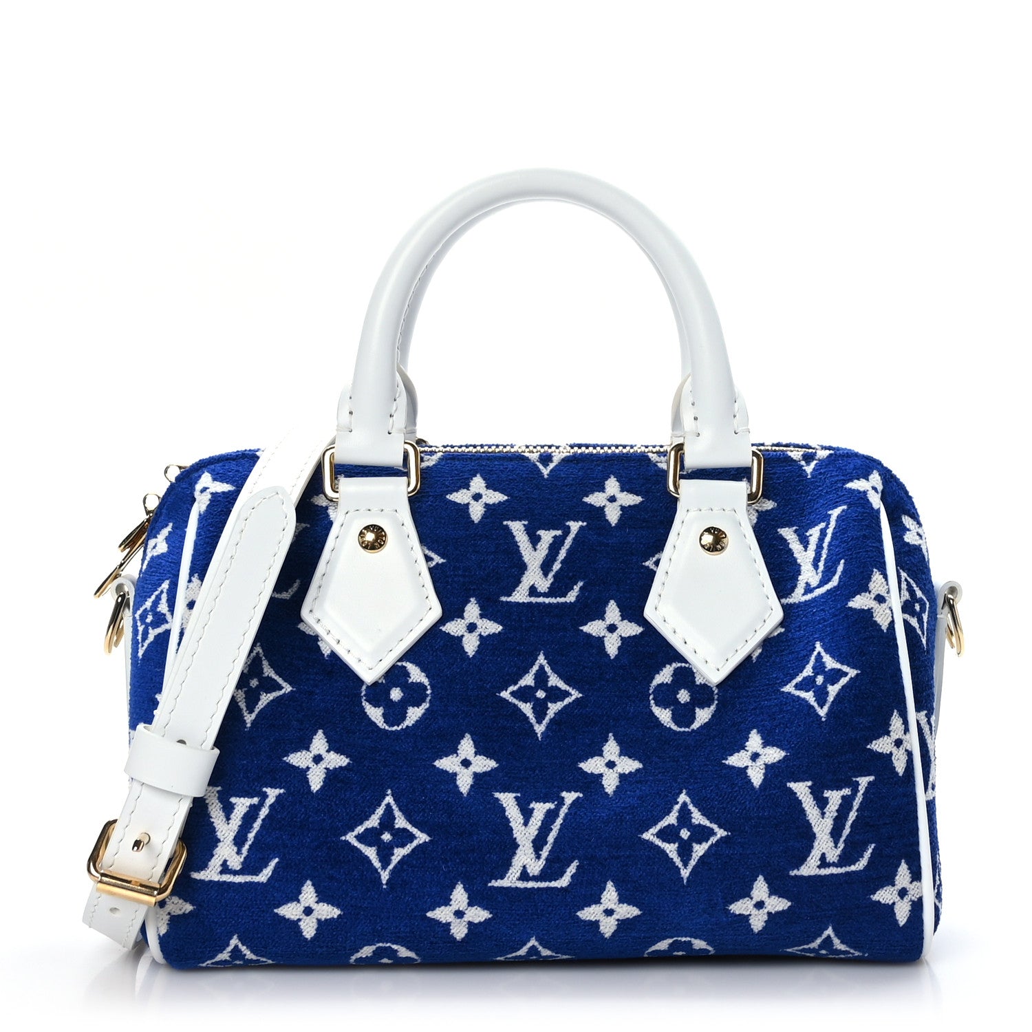 Louis Vuitton Jacquard Velvet Monogram LV Match Speedy Bandouliere 20 Blue 1 of 8