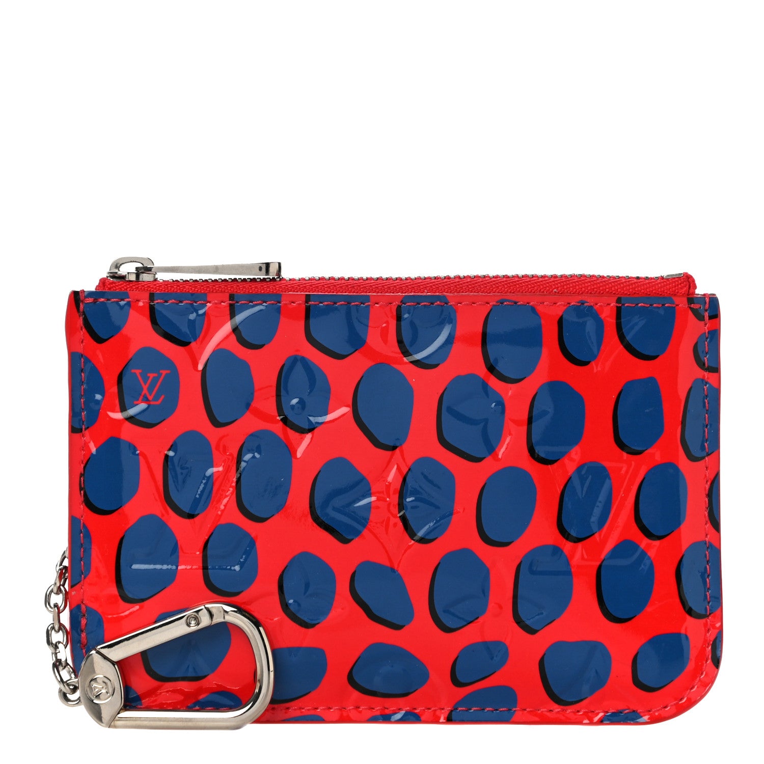 Louis Vuitton Vernis Jungle Dots Key Pouch Coquelicot Denim 1 of 10