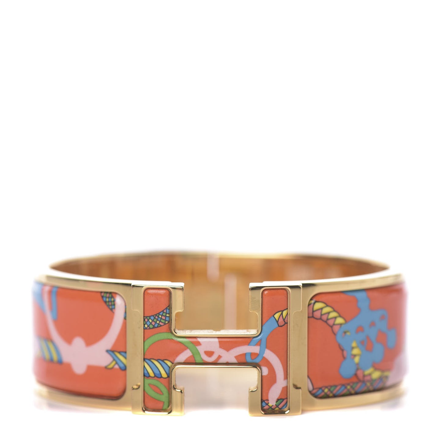 Enamel Printed Panoplie Equestre Wide Clic Clac H Bracelet PM Tropique