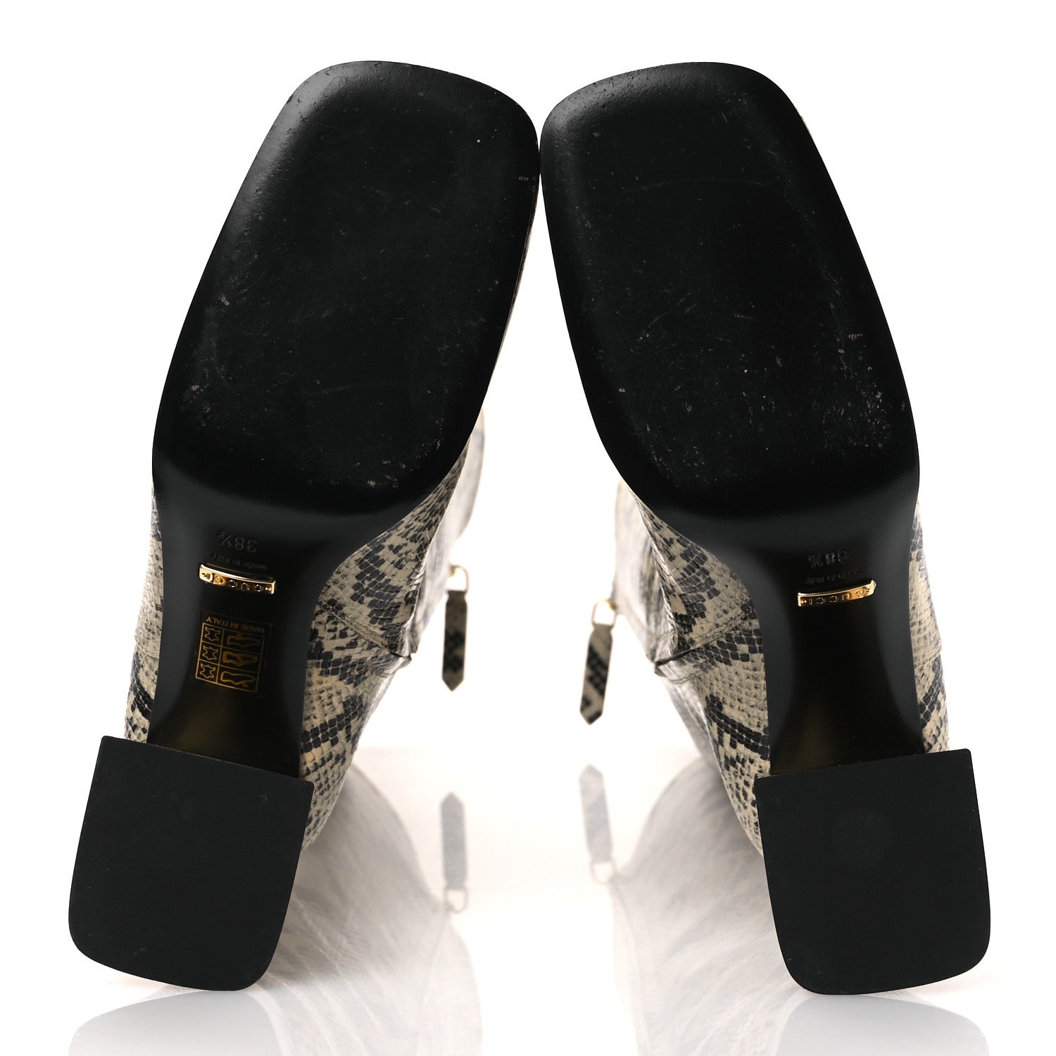 Gucci Calfskin Snakeskin Embossed Charlotte Horsebit 55mm Knee High Boots 38.5 Multicolor 7 of 10