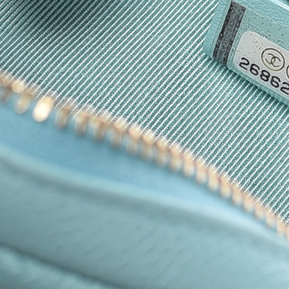 Chanel Caviar Quilted Zip Around Classic Coin Purse Light Blue 7 of 8