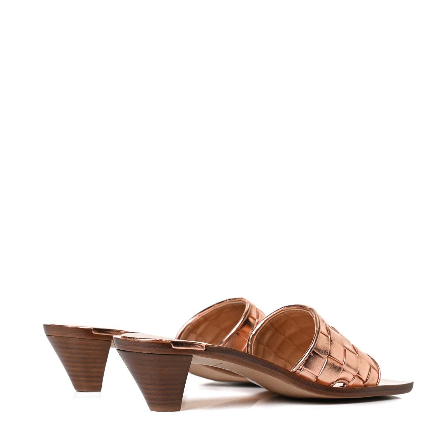 Bottega Veneta Metallic Nappa Intrecciato Heeled Sandals 37 Rose Gold 3 of 11