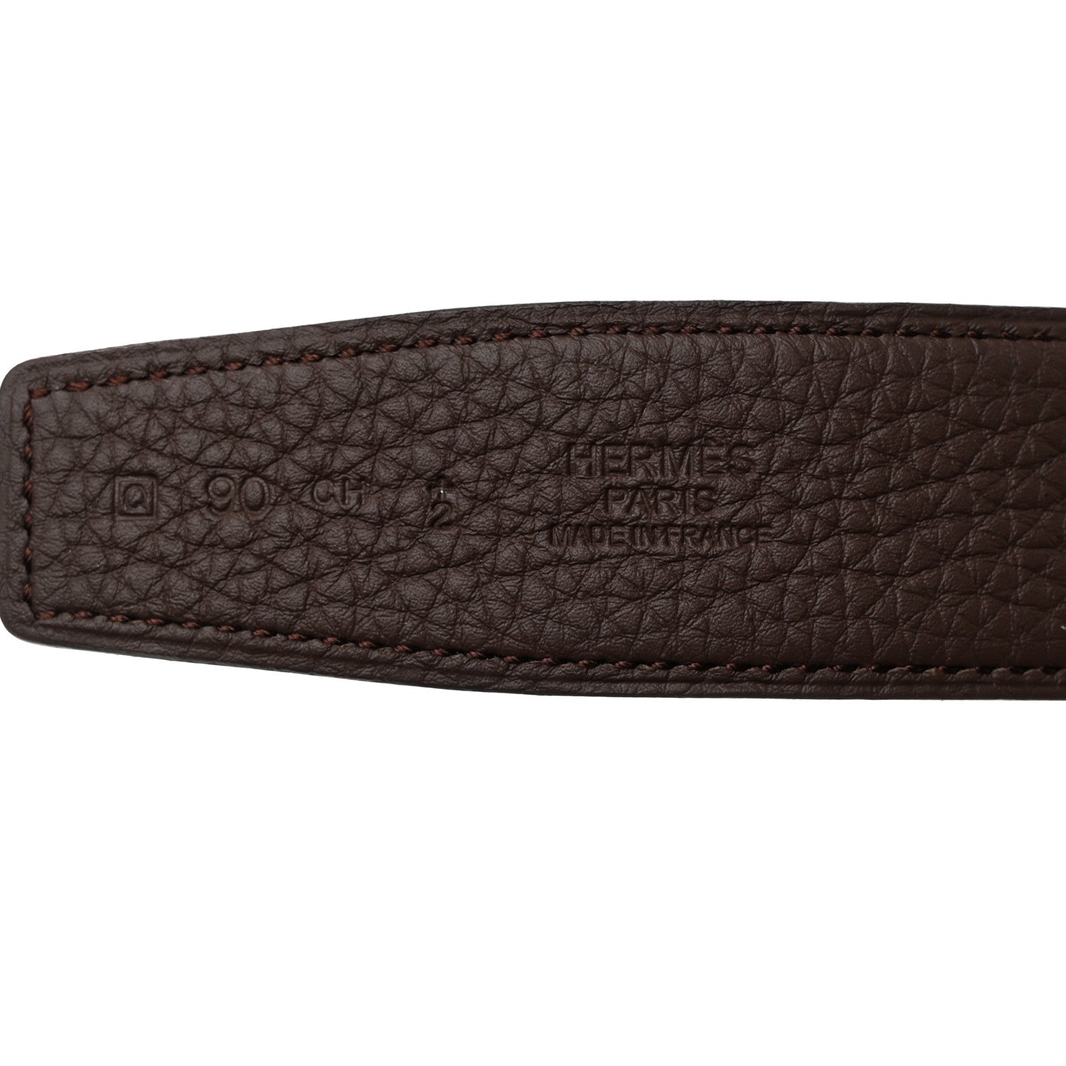 Hermes Box Togo 32mm Martelee H Belt 90 36 Black Chocolate 5 of 8