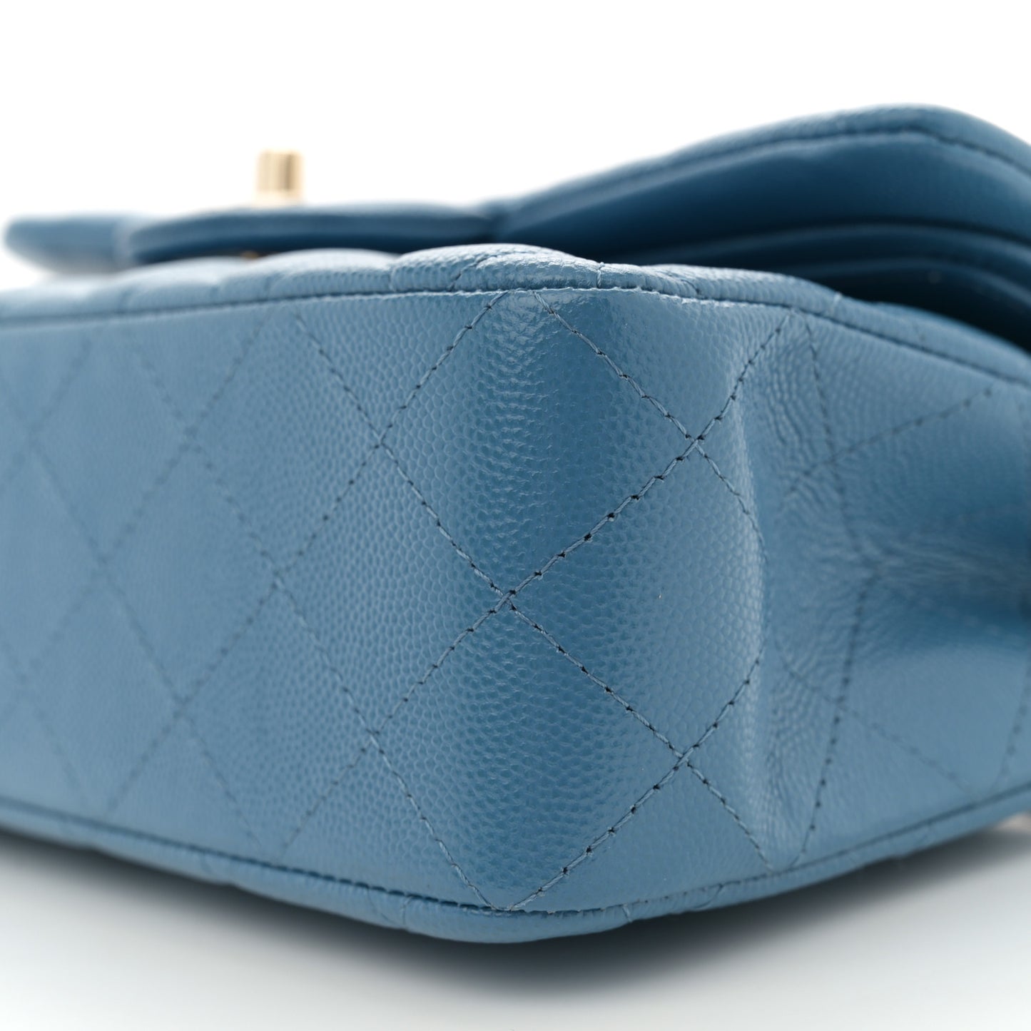 Caviar Quilted Small Double Flap Blue