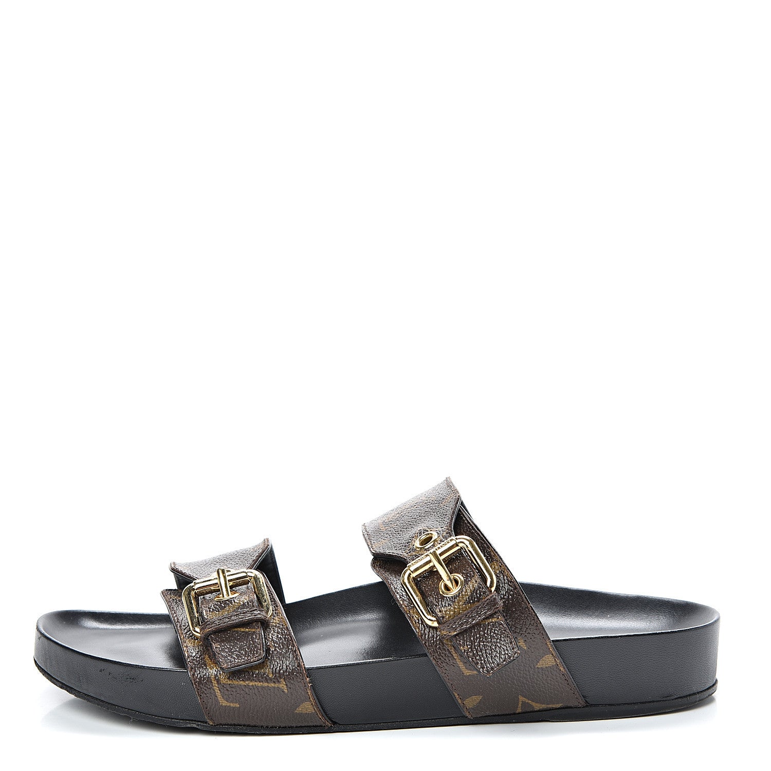 Louis Vuitton Monogram Bom Dia Mule Sandals 37 Black 1 of 12