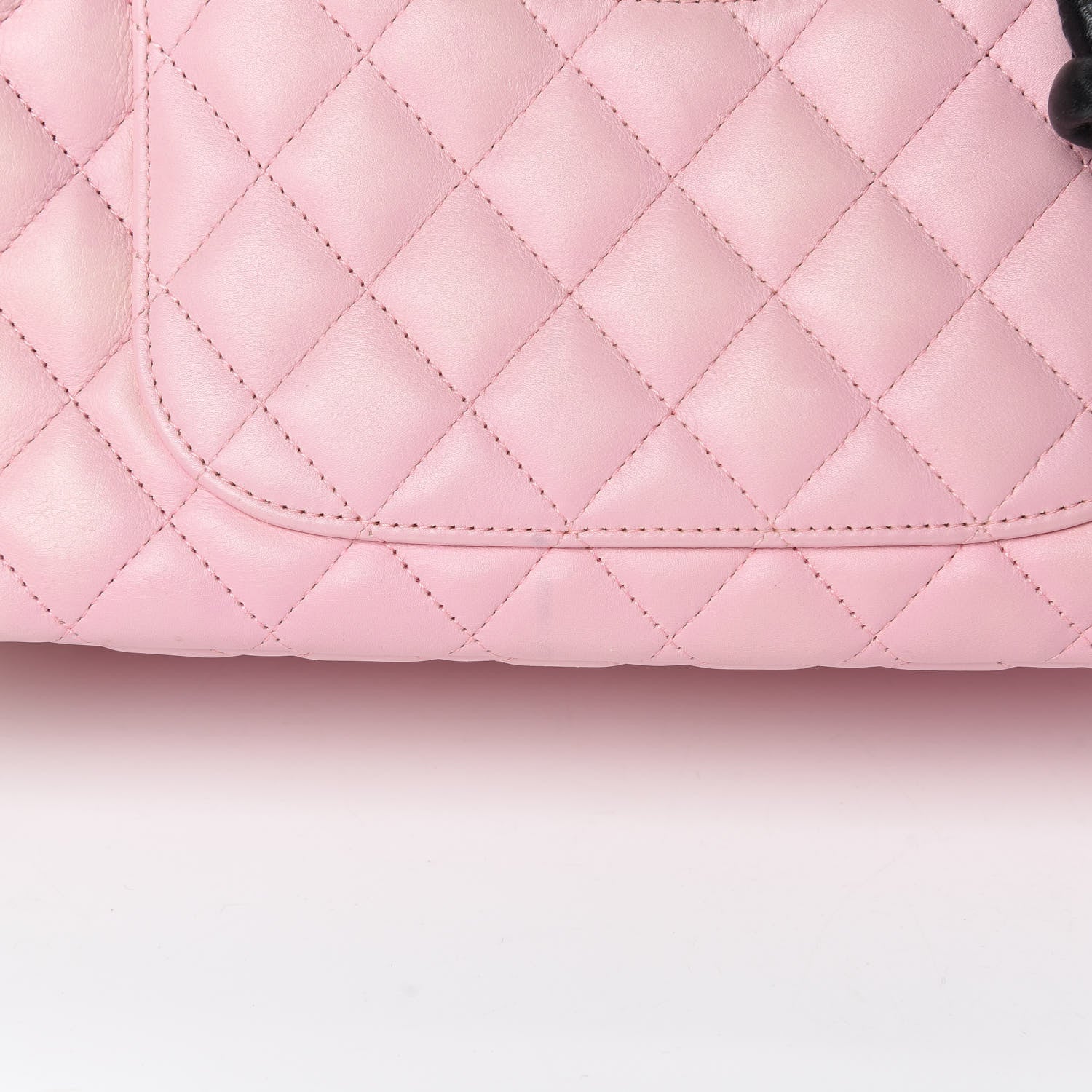 Chanel Calfskin Quilted Large Cambon Bowler Pink Black 16 of 17