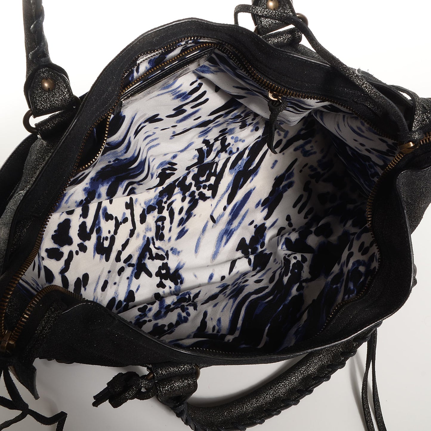 Metallic Craquele Calfskin Classic Hardware City Black