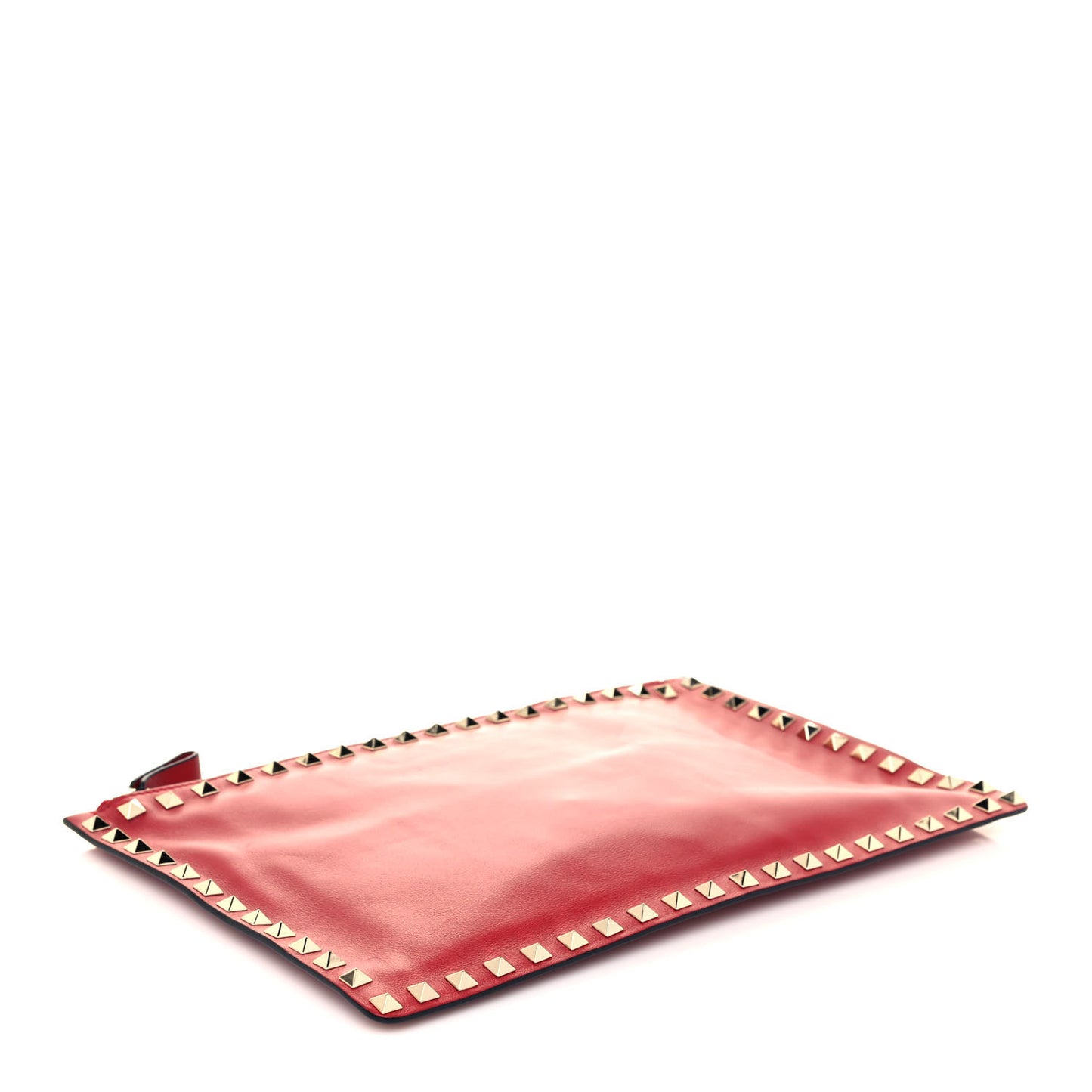 Vitello Large Rockstud Zip Pouch Red