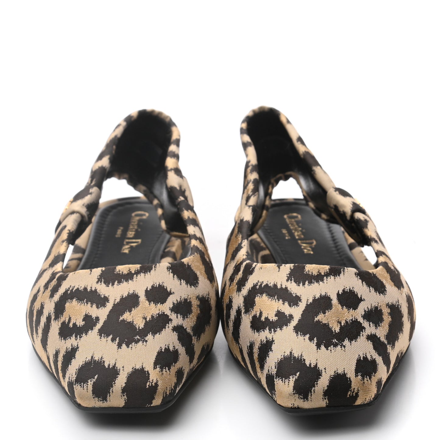 Nylon Leopard Print Mizza Slingback Flat 39 Beige Multicolor