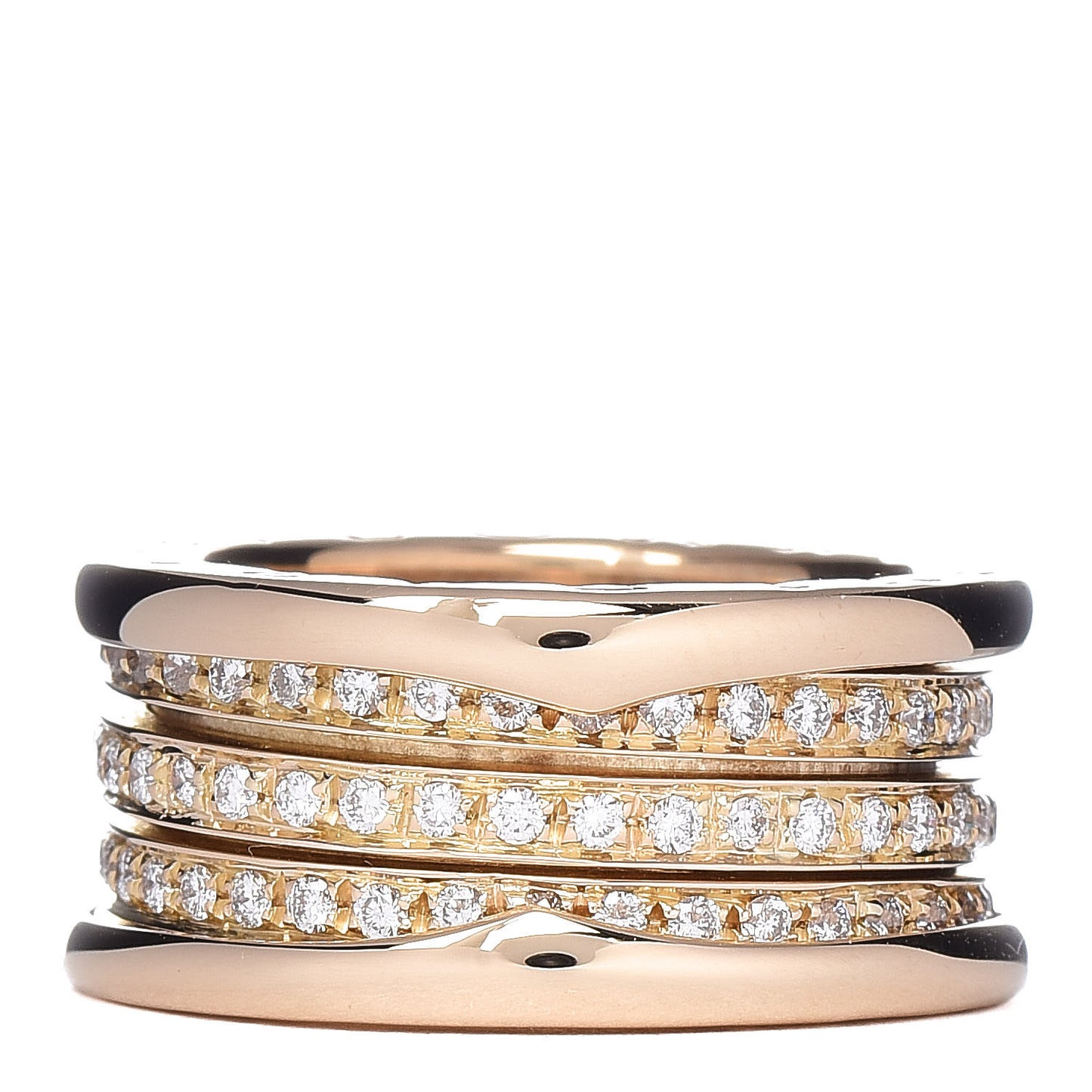 18K Yellow Gold Diamond B.Zero1 Four-Band Pave Ring 52 6