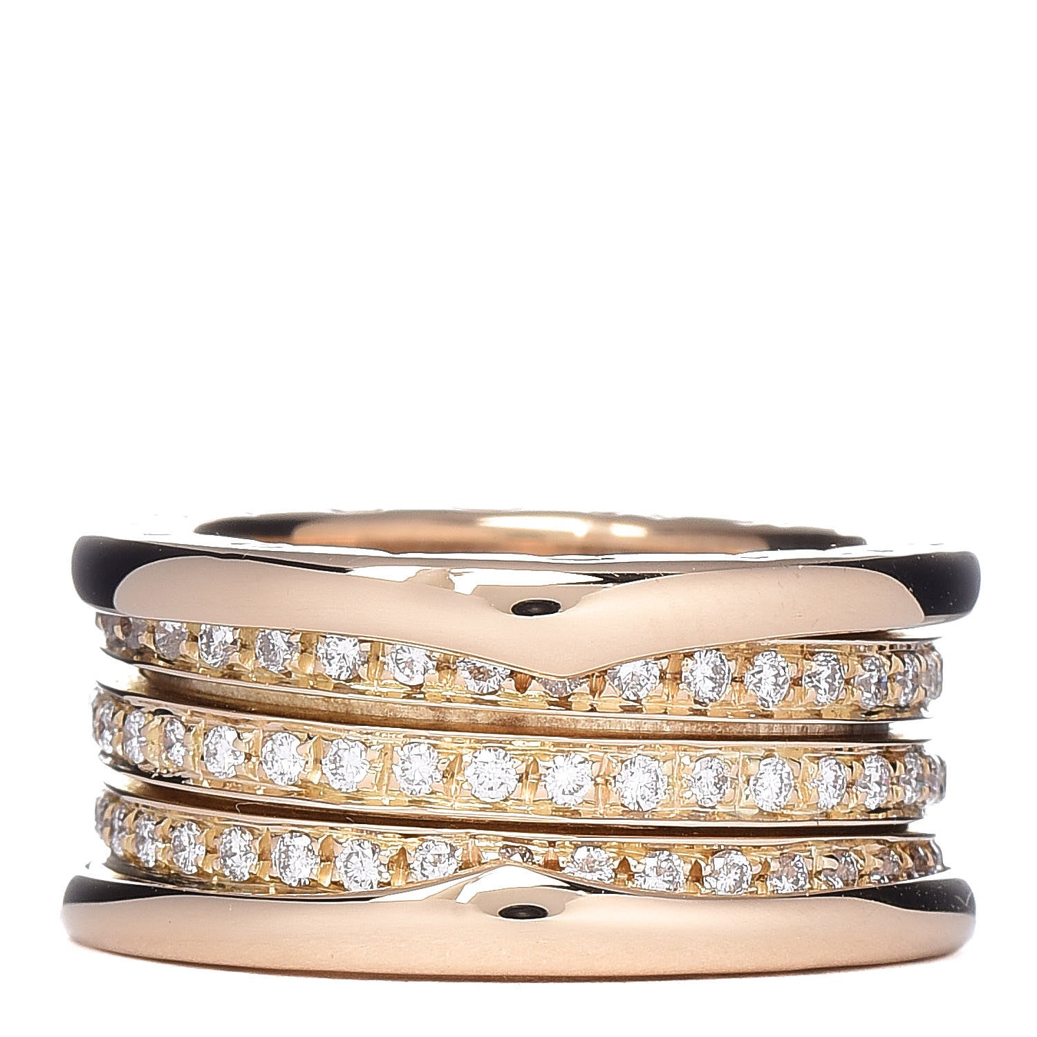 Bulgari 18K Yellow Gold Diamond B.Zero1 Four-Band Pave Ring 52 6 1 of 5