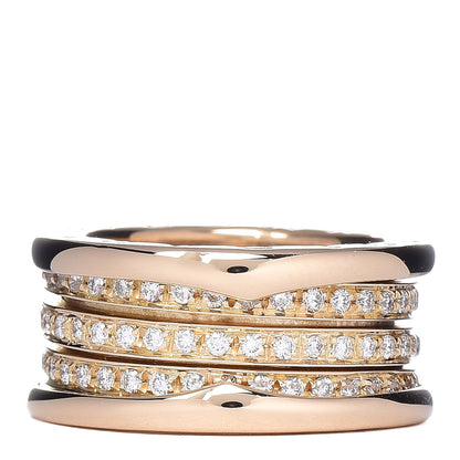Bulgari 18K Yellow Gold Diamond B.Zero1 Four-Band Pave Ring 52 6 1 of 5
