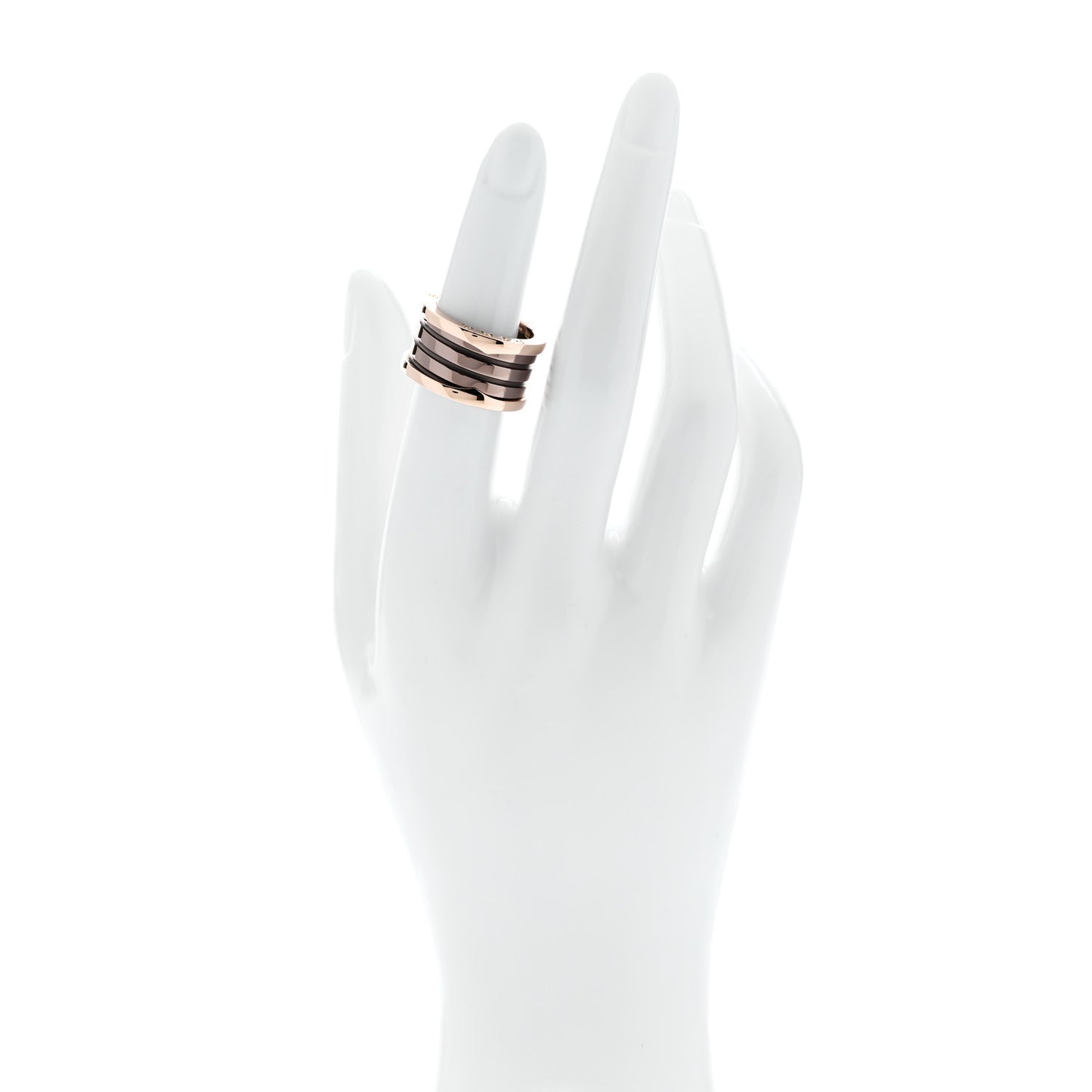 18K Rose Gold Bronze Cermet B.Zero1 Roma Four-Band Ring 52 6