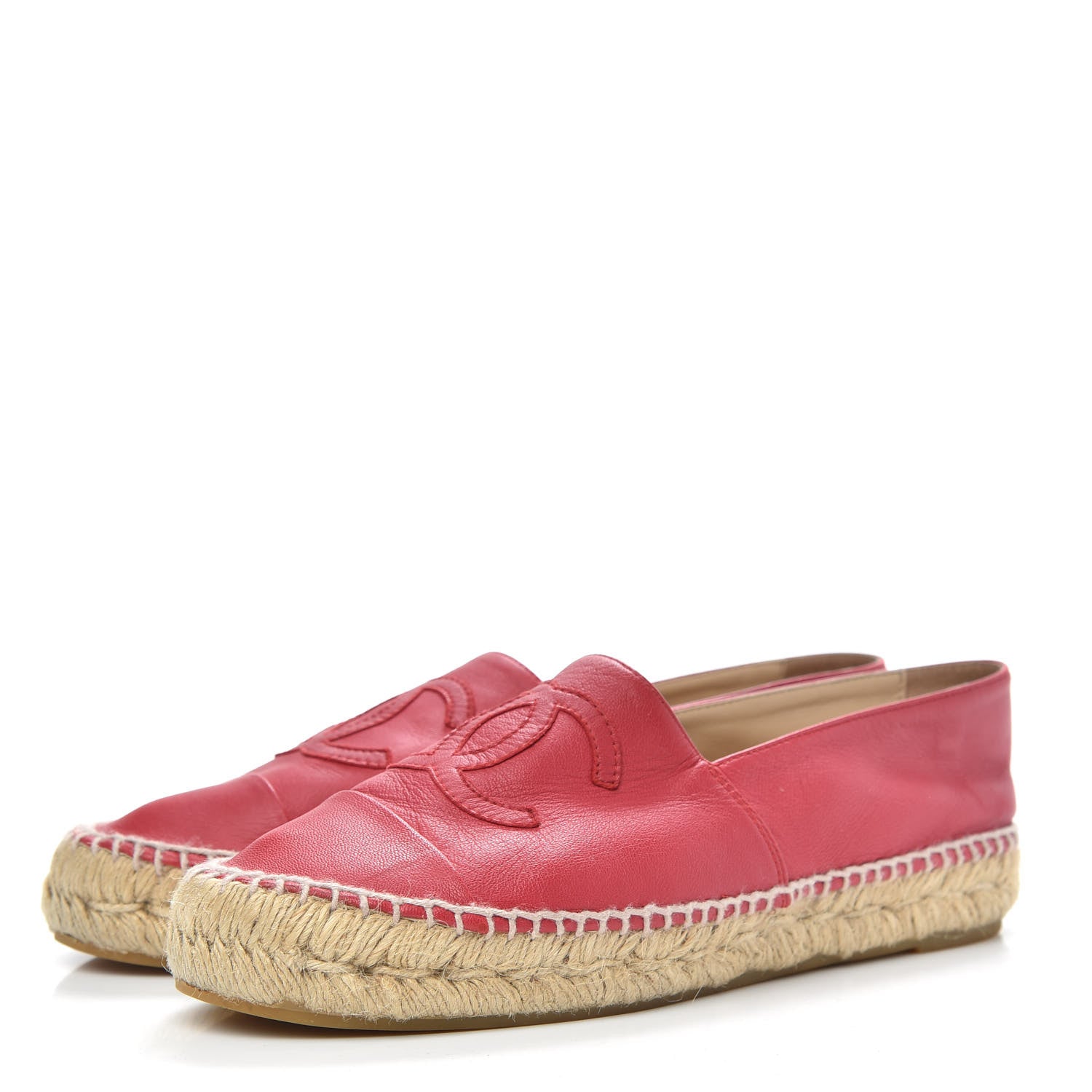 Chanel Lambskin CC Espadrilles 37 Red 3 of 11