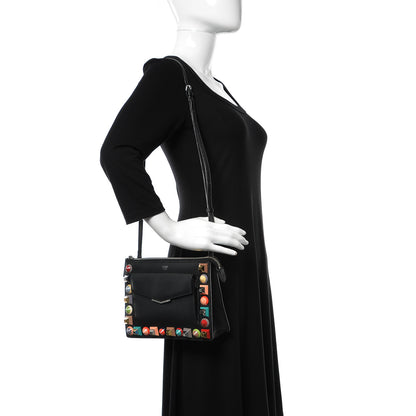 Fendi Vitello Dolce Studded Mini 2Jours Pouch Black Multicolor 2 of 11