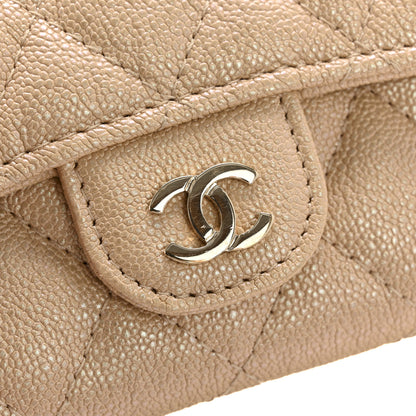 Chanel Iridescent Caviar Quilted Flap Card Holder Beige 15 of 20