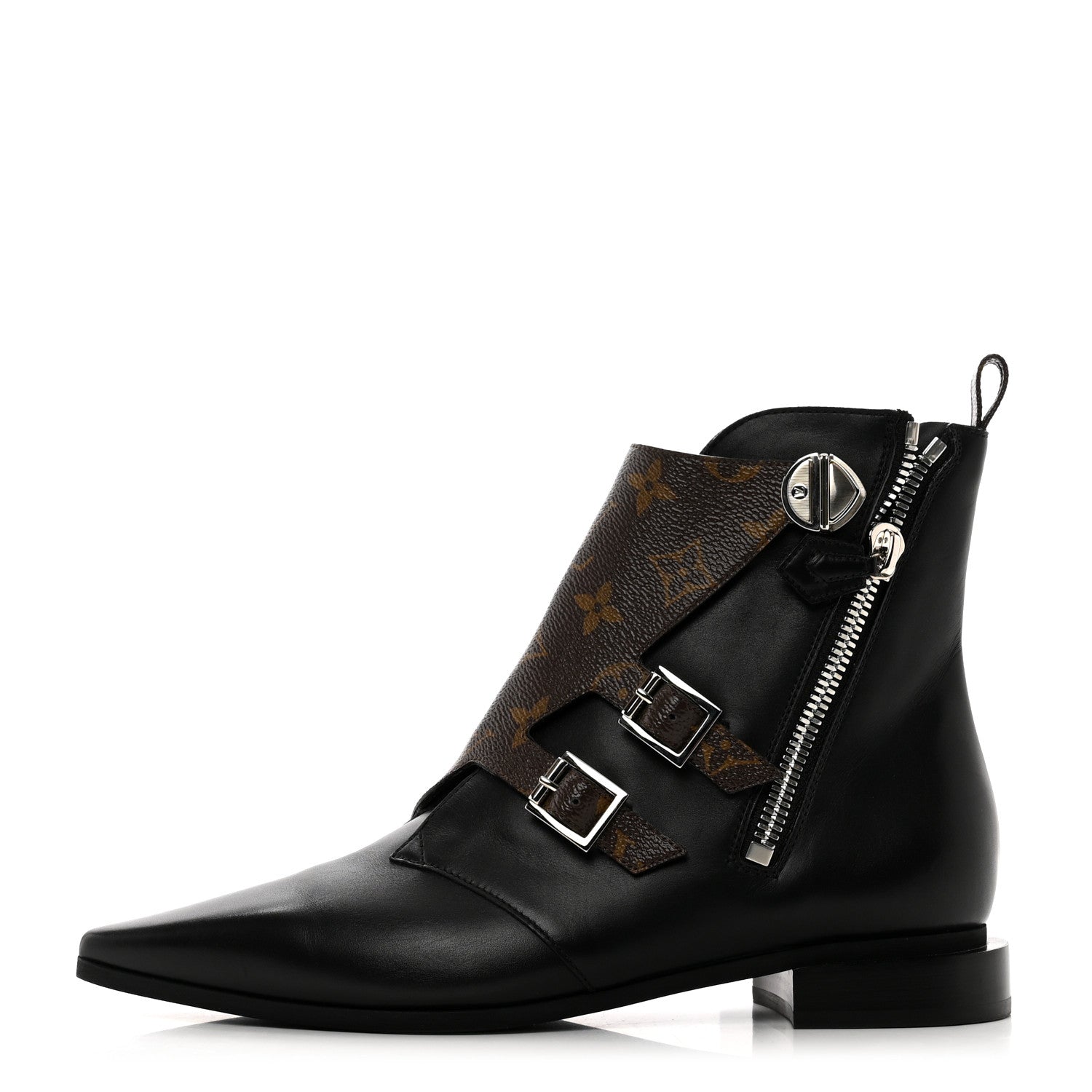 Louis Vuitton Calfskin Monogram Jumble Flat Ankle Boots 38 Black 1 of 8