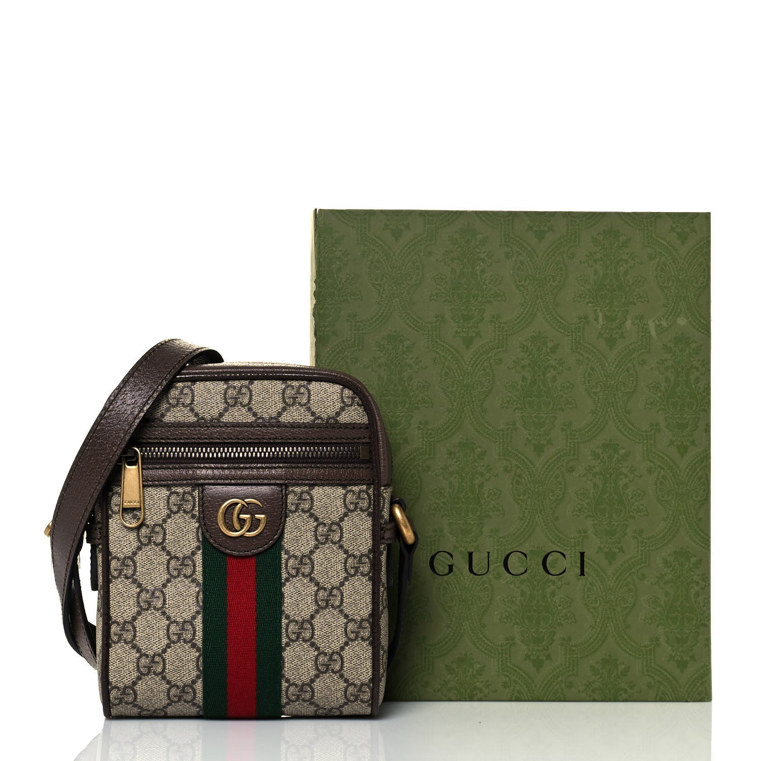 Gucci GG Supreme Monogram Web Mini Ophidia Messenger Brown 12 of 12