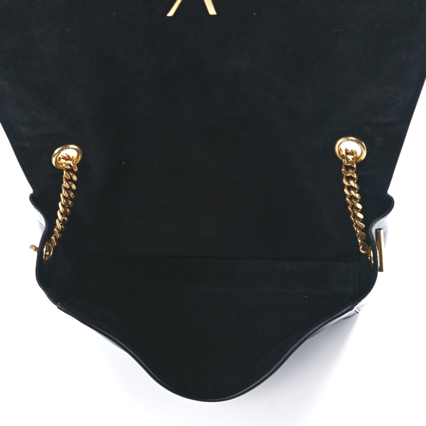 Smooth Calfskin Suede Medium Reversible Monogram Kate Satchel Black