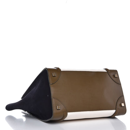 Celine Textured Calfskin Suede Tri-color Mini Luggage Cream 4 of 7