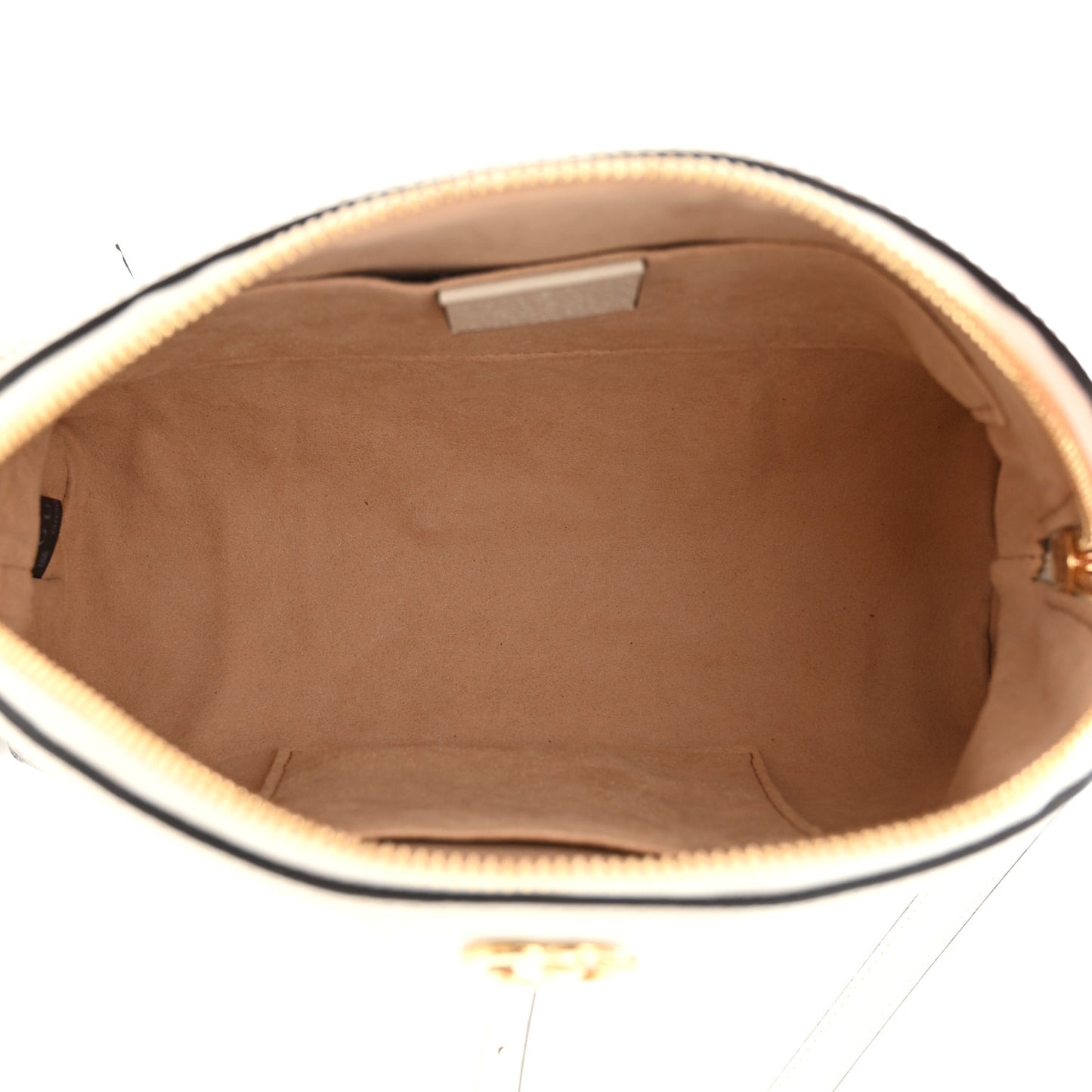 GG Supreme Monogram Textured Dollar Calfskin Web Small Ophidia Dome Shoulder Bag Beige Ebony Mystic White
