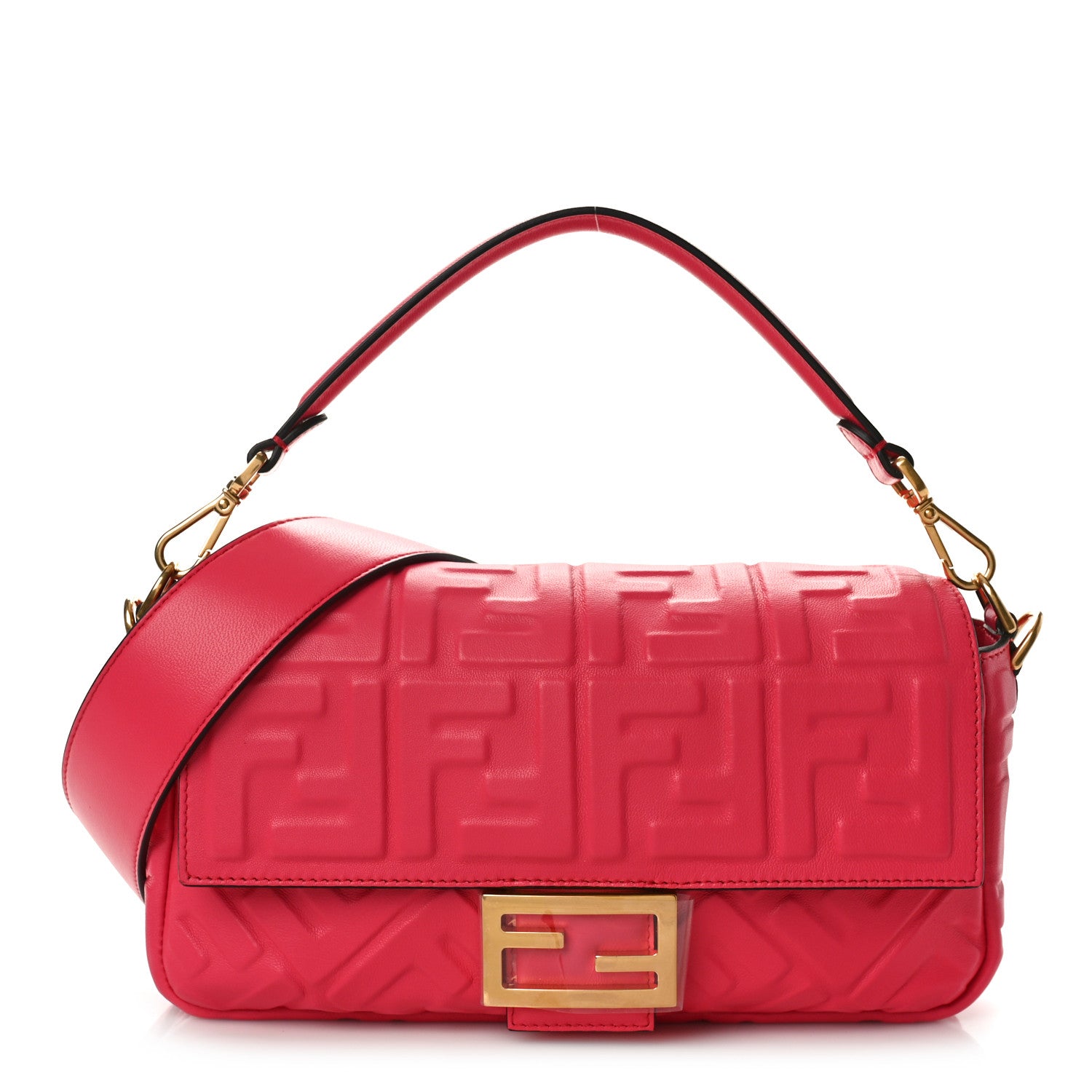 Fendi Nappa FF 1974 Embossed Baguette Lampone 1 of 8