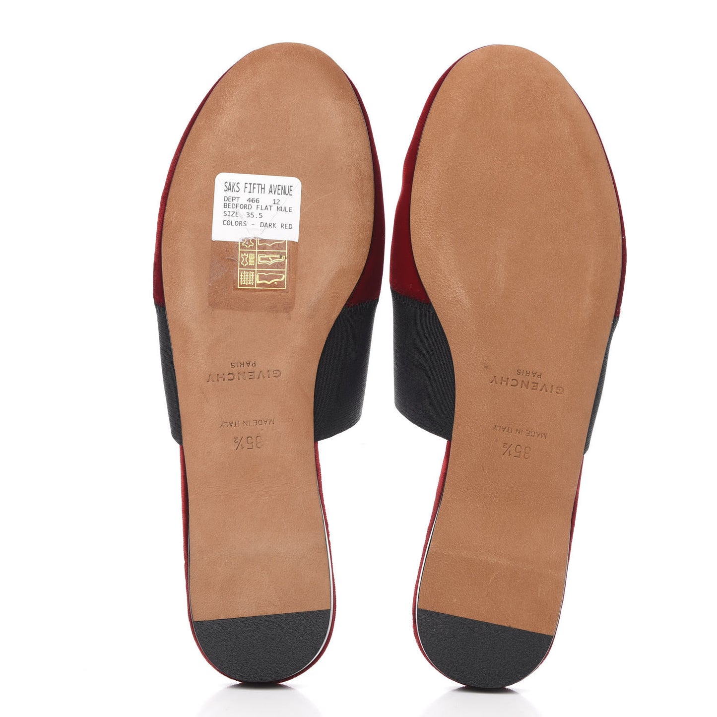 Calfskin Velvet Bedford Logo Mule Slides 35.5 Red Navy