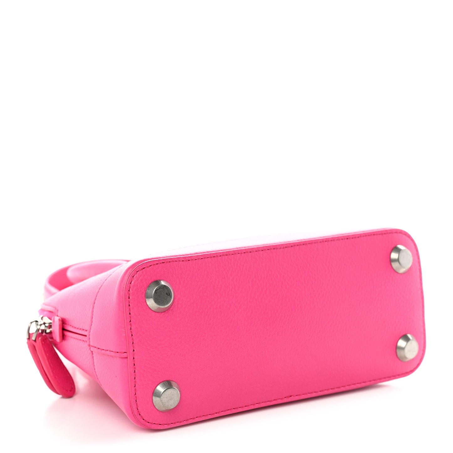 Signature Grained Calfskin Logo XXS Ville Top Handle Bag Fuchsia