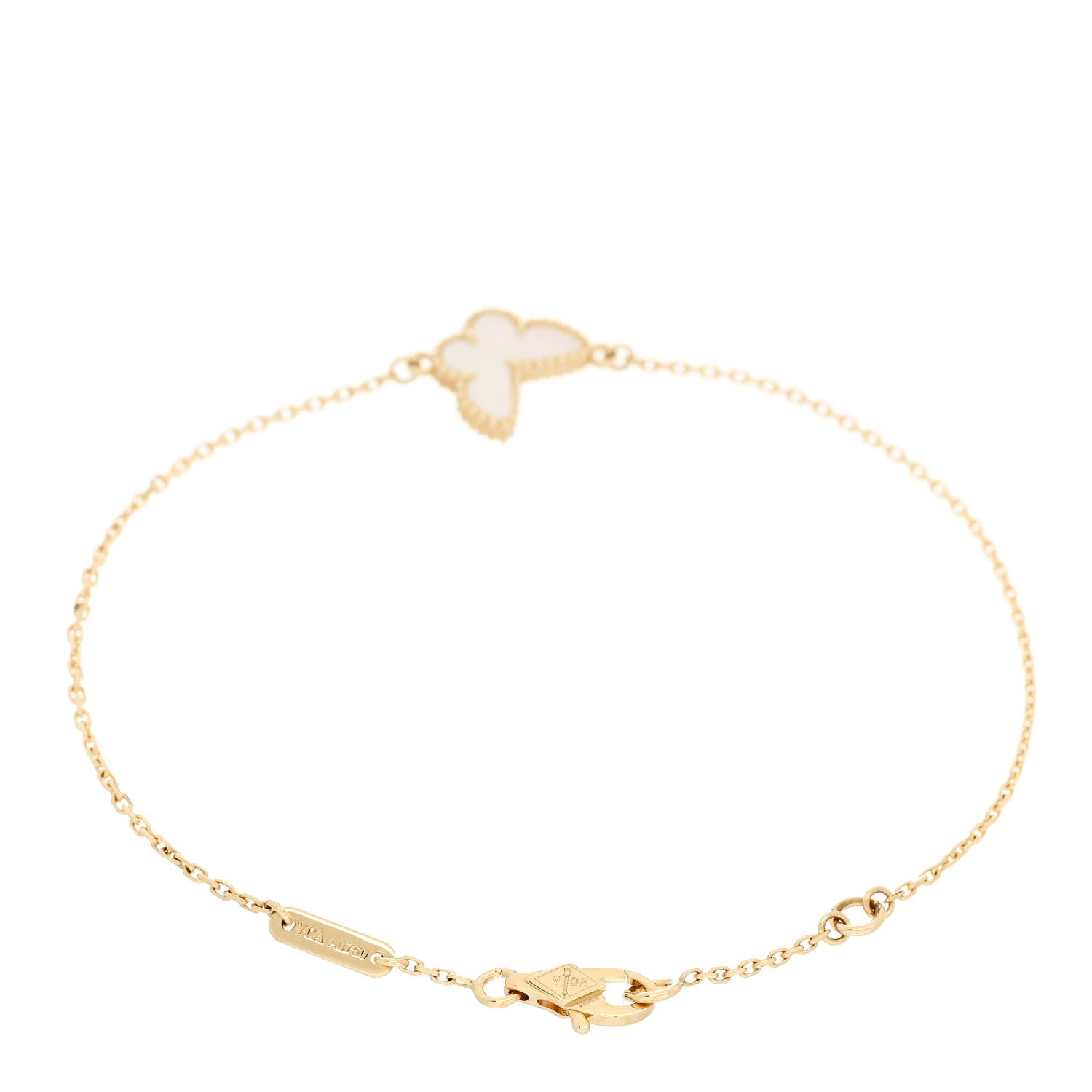 Van Cleef & Arpels 18K Yellow Gold Mother of Pearl Sweet Alhambra Butterfly Bracelet 2 of 5