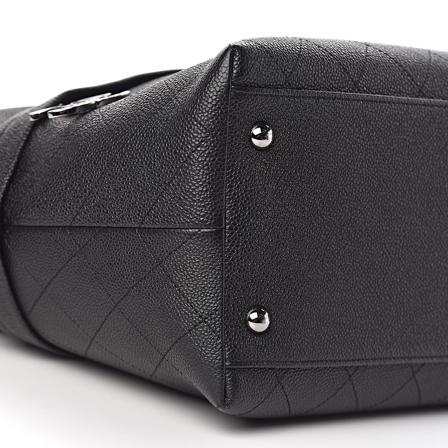 Chanel Crumpled Grained Calfskin Zip and Carry Shopping Tote Black 8 of 11