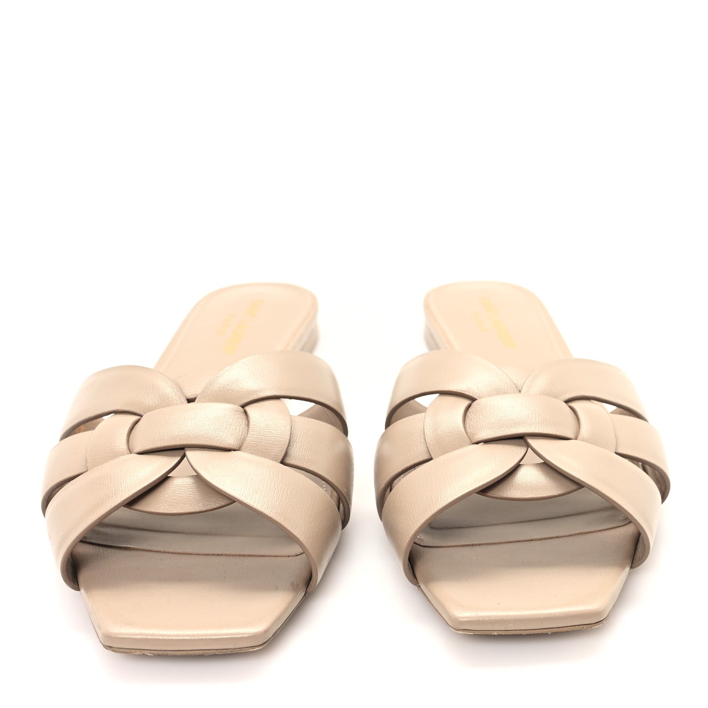 Calfskin Tribute 05 Slide Sandals 38.5 Dark Beige
