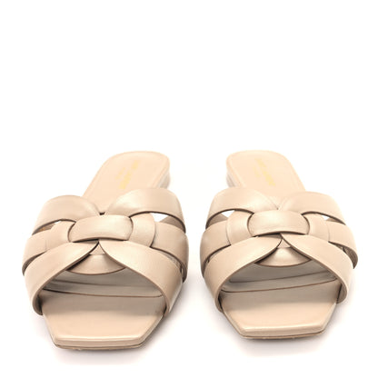 Saint Laurent Calfskin Tribute 05 Slide Sandals 38.5 Dark Beige 2 of 9