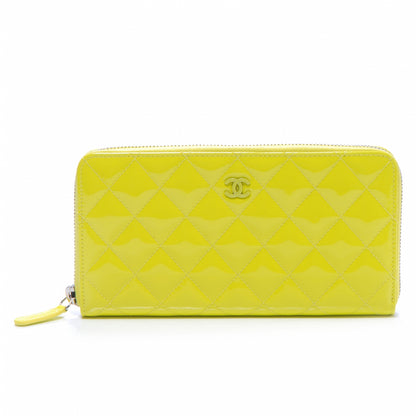Chanel Patent Quilted Zip Around Wallet Yellow 1 of 7