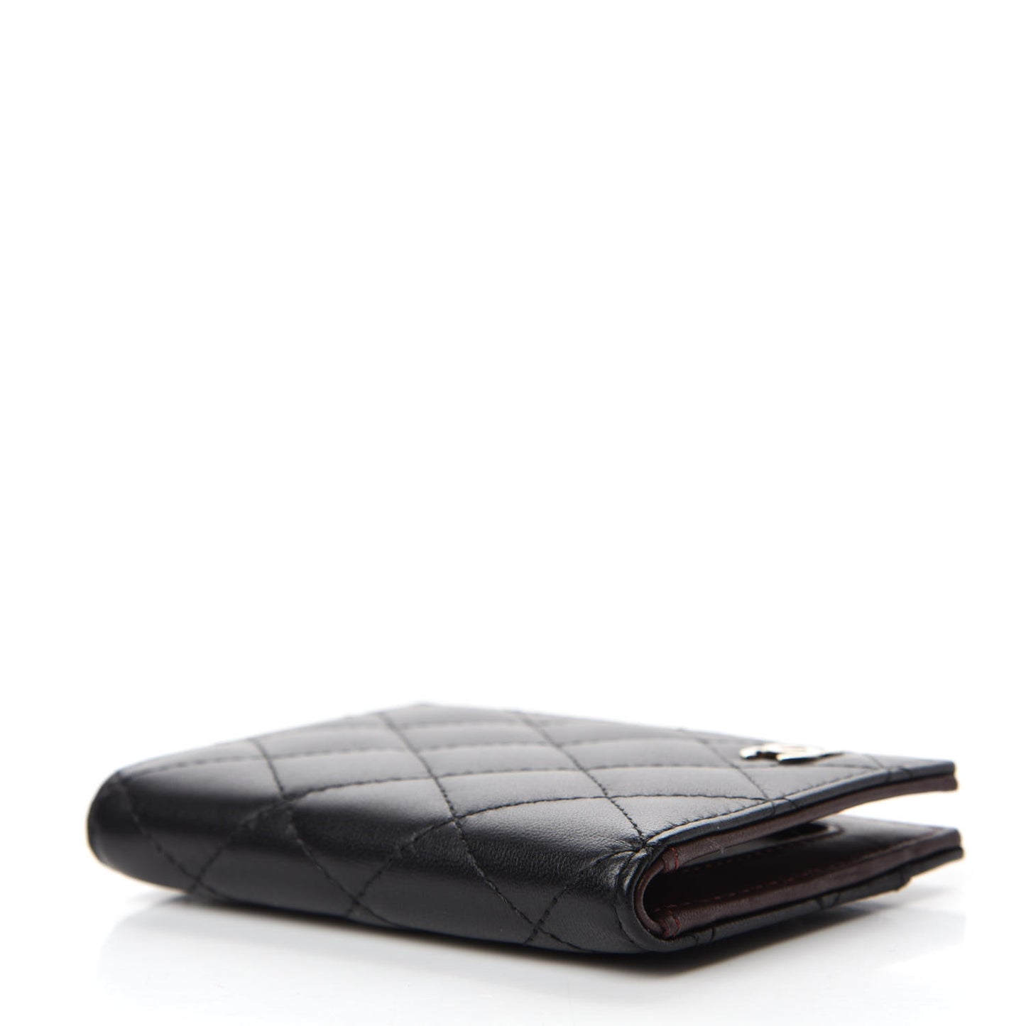 Lambskin Quilted Card Holder Wallet Black