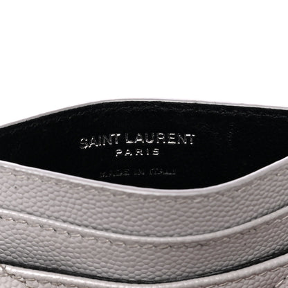 Saint Laurent Grain De Poudre Matelasse Chevron Monogram Credit Card Case Granite 6 of 7