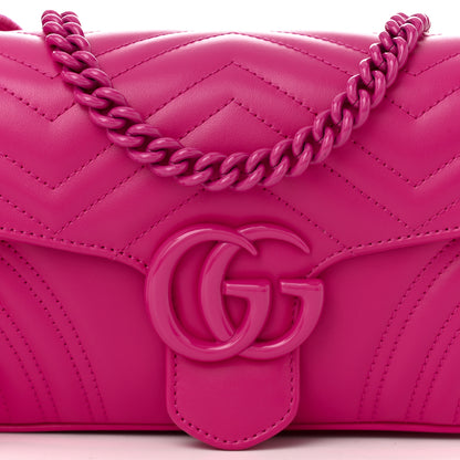 Gucci Calfskin Matelasse Monochrome GG Marmont Crossbody Shoulder Bag Classic Fuxia 8 of 10