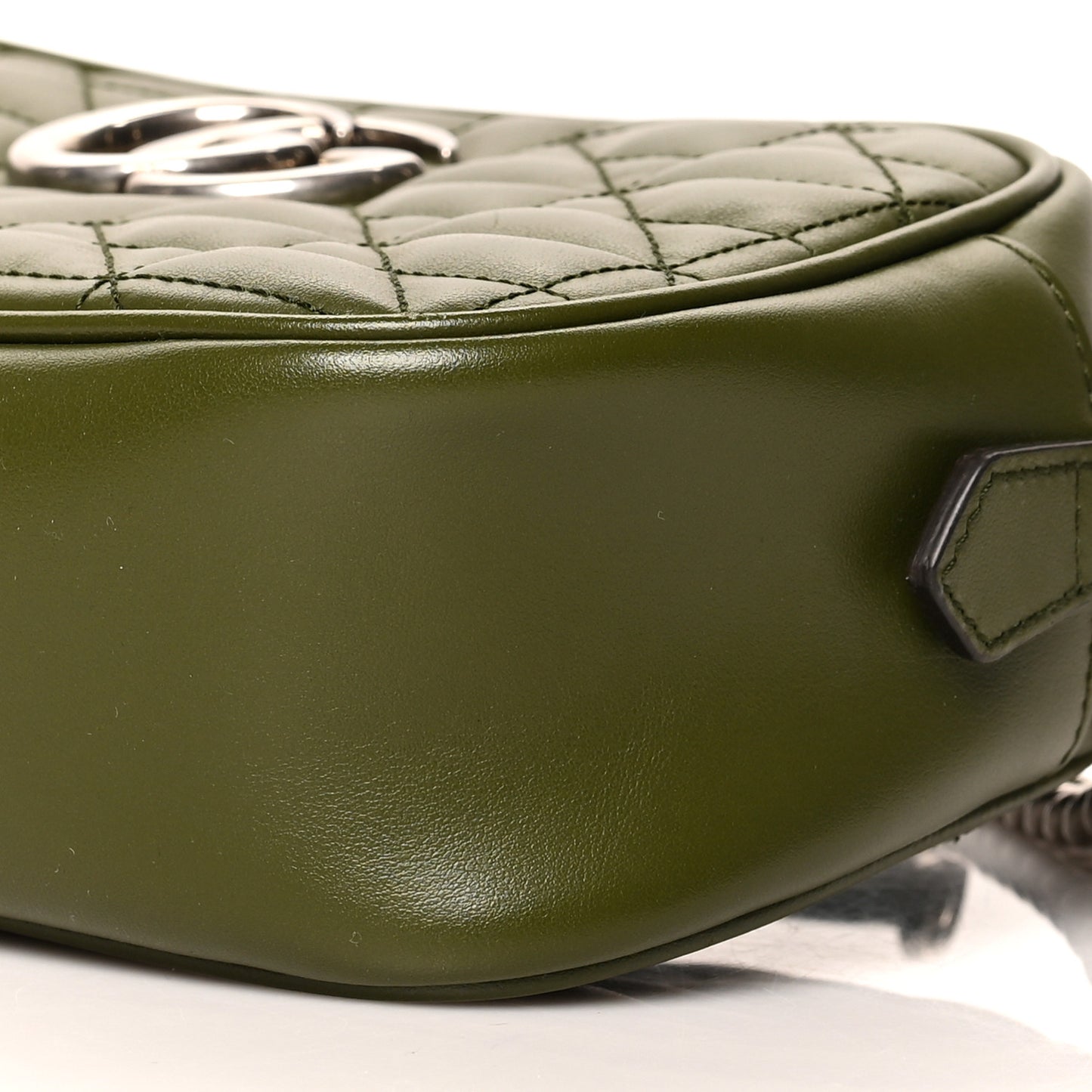Calfskin Matelasse Aria Small GG Marmont Chain Shoulder Bag Military Wood