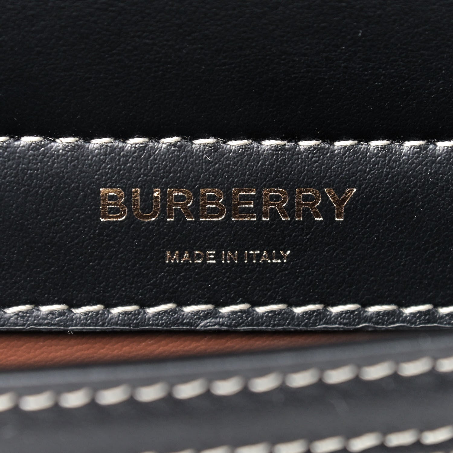 Burberry Smooth Calfskin Canvas Horseferry Print Mini Title Bag with Pocket Black Tan 7 of 7