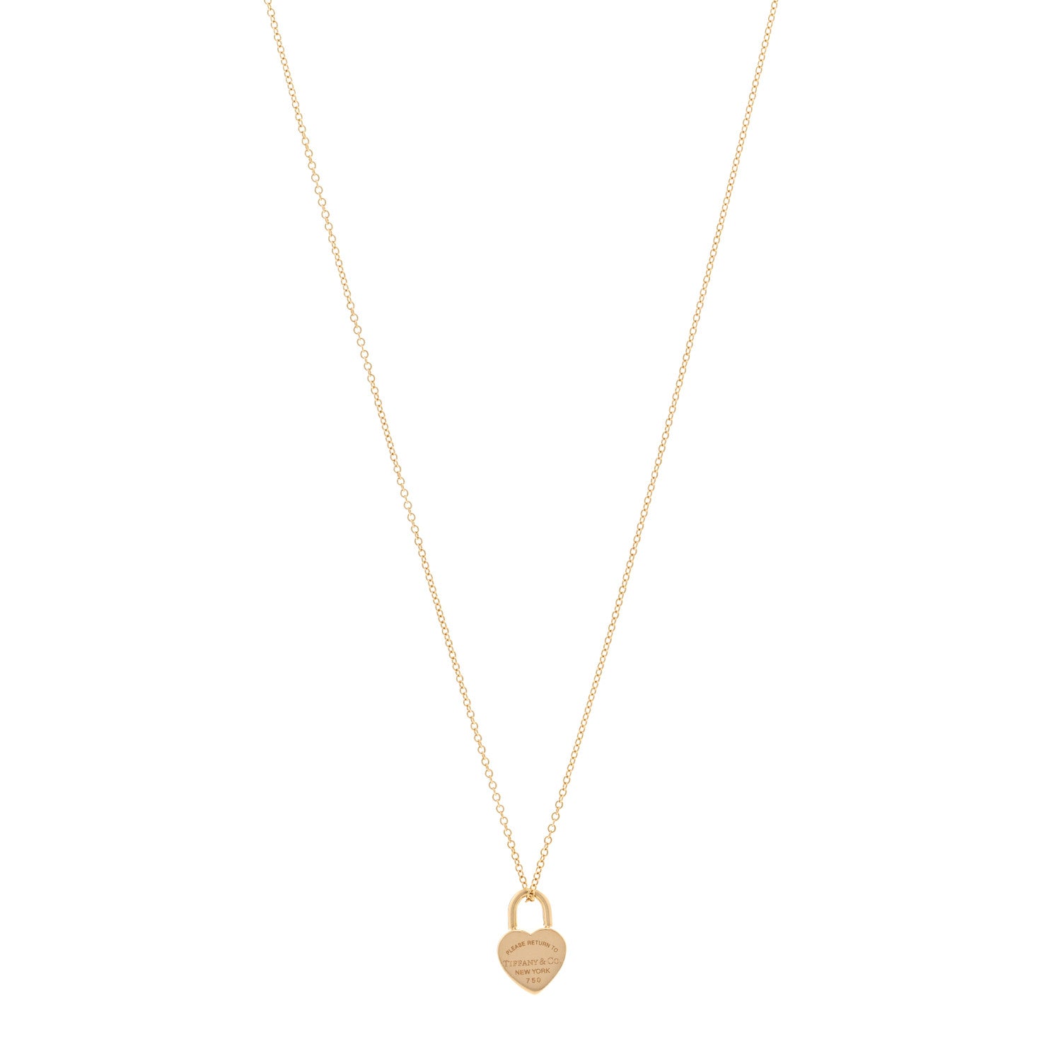 Tiffany 18K Yellow Gold Return to Tiffany Heart Lock Pendant Necklace 1 of 5
