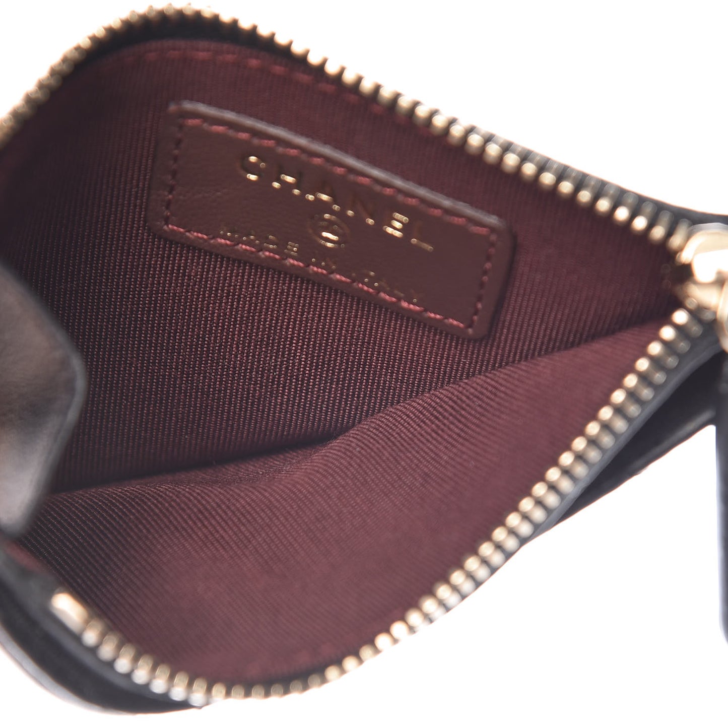 Lambskin Quilted Zip Card Holder Black