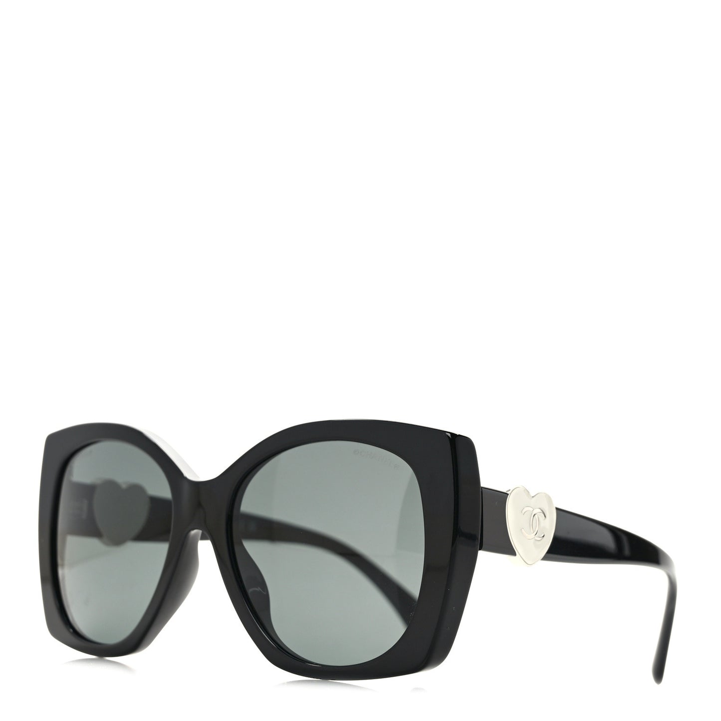Acetate Square CC Heart Sunglasses 5519 Black