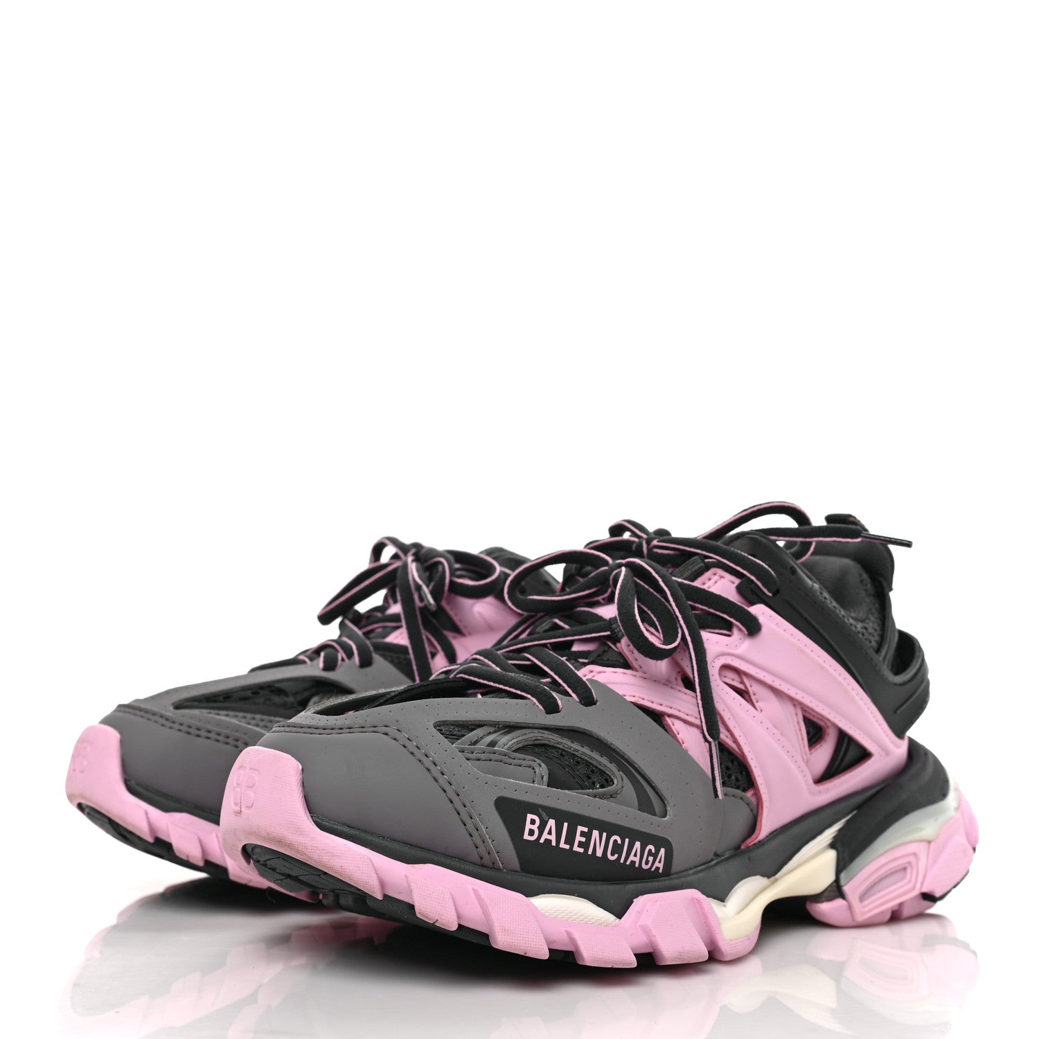 Balenciaga Mesh Rubber Tri-Color Womens Track Sneakers 35 Dark Grey Pink Grey 3 of 8